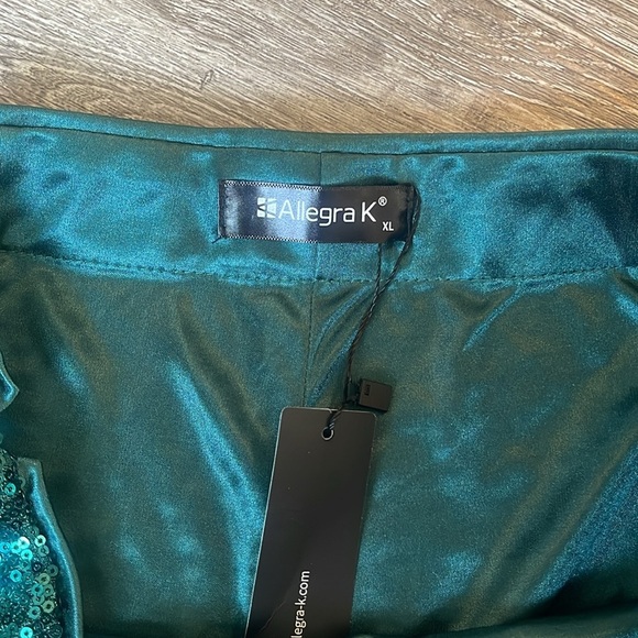 Allegra K High Waist Green Sequin Shorts size xl side zip - Picture 4 of 9
